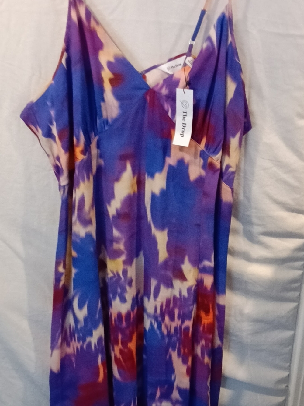 Purple Blue Floral-Print Slip Dress